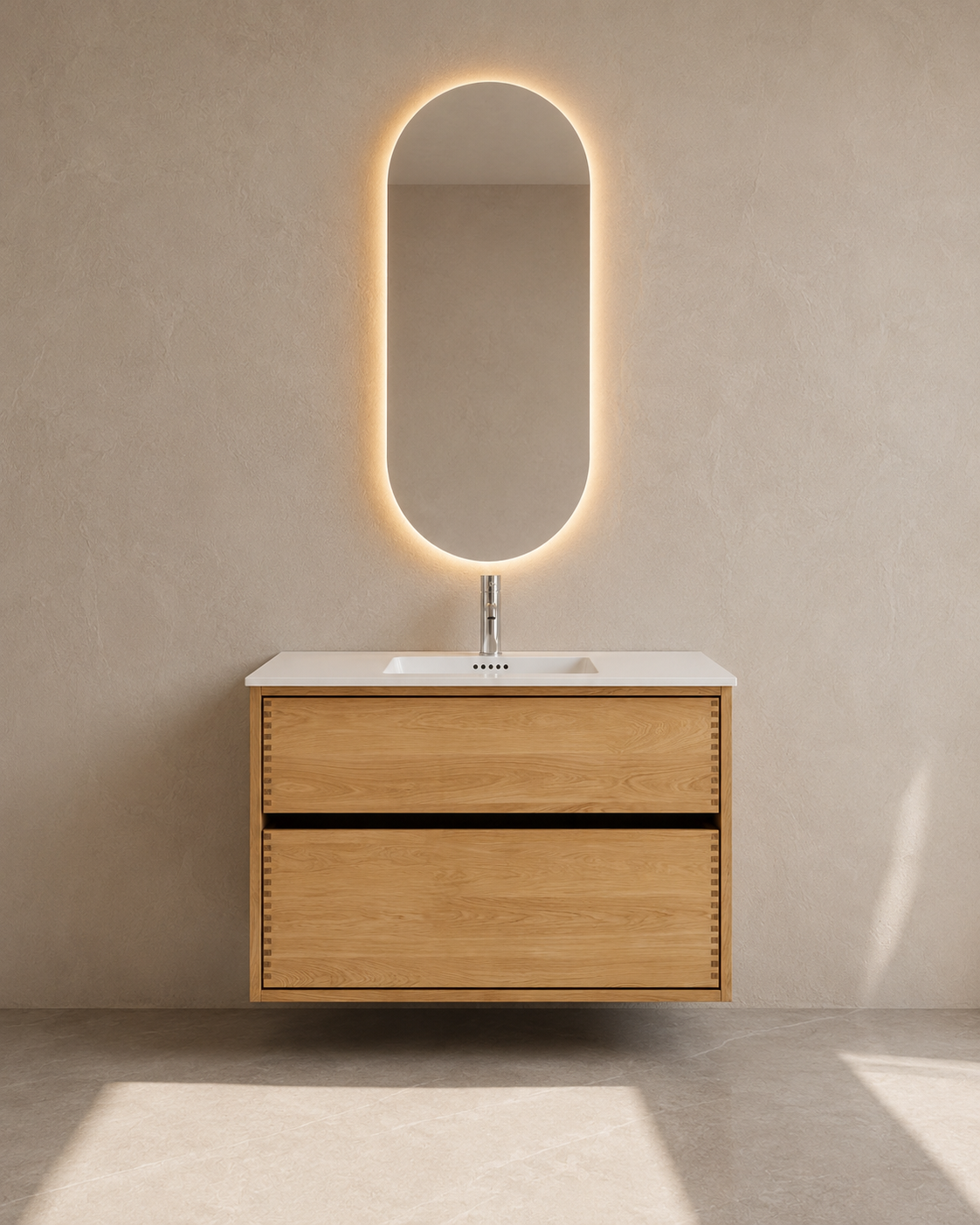 Vaskeskab i massiv eg – Aero | Oak Elements
