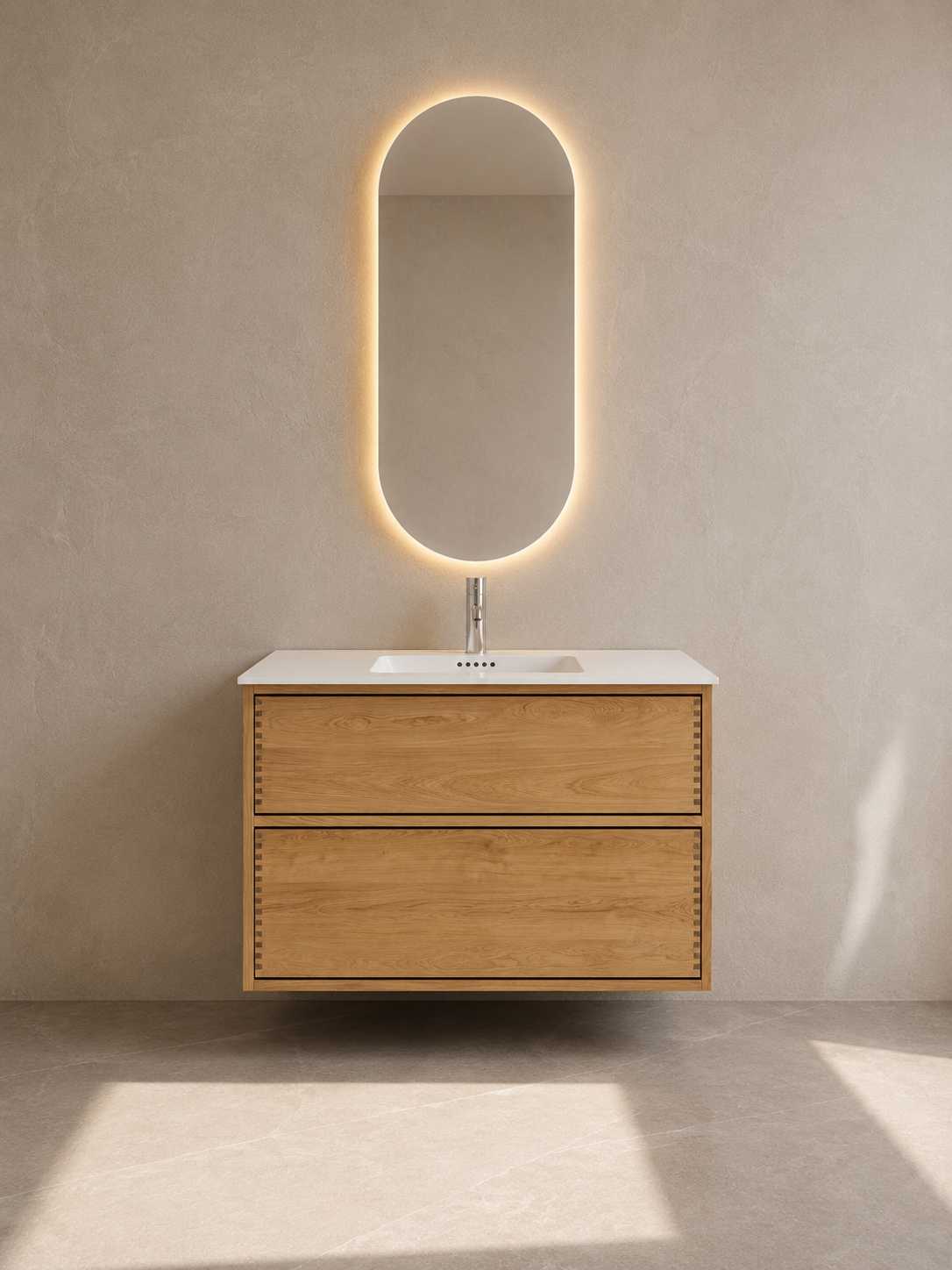 Vaskeskab i massiv eg – Linea | Oak Elements