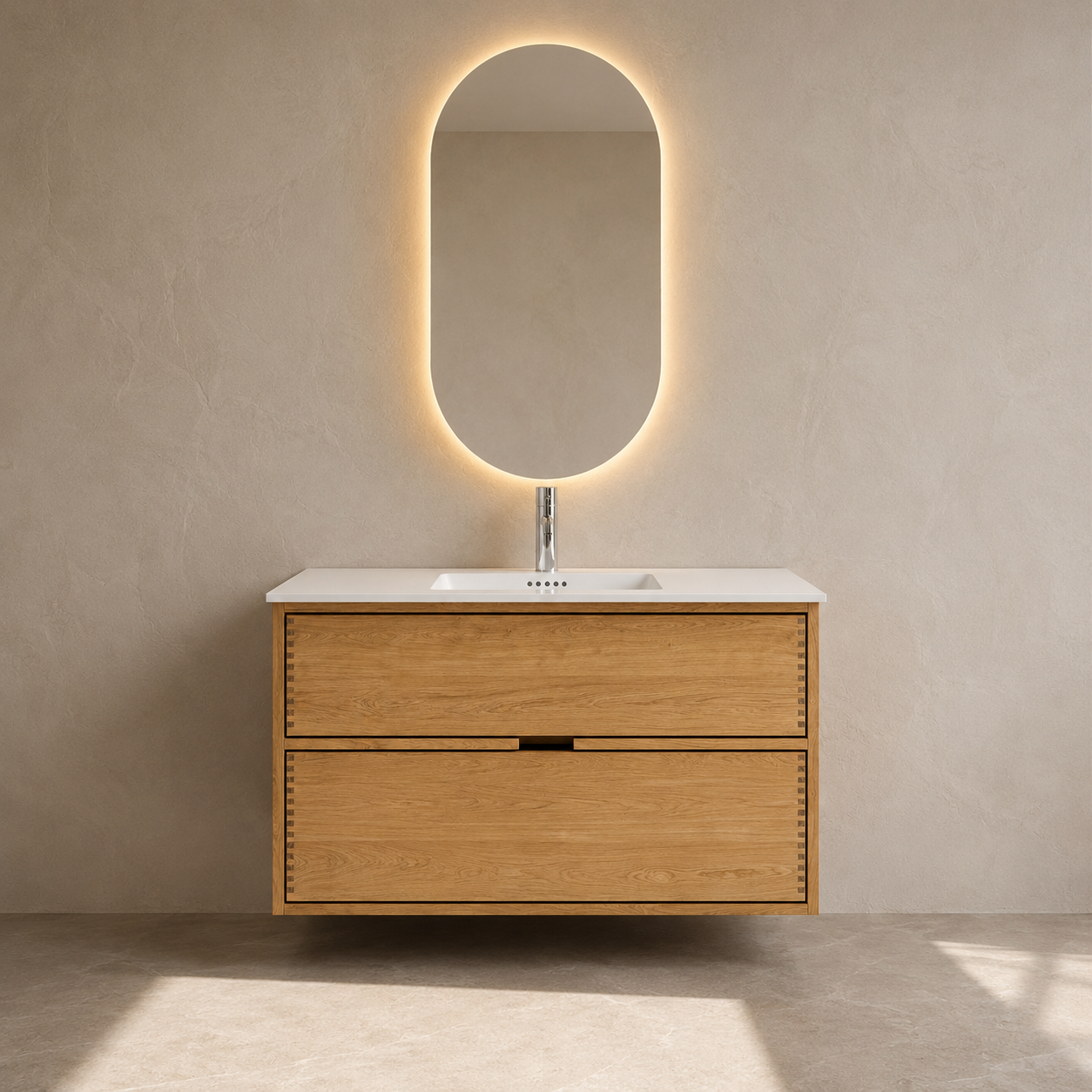 Vaskeskab i massiv eg – Segment | Oak Elements