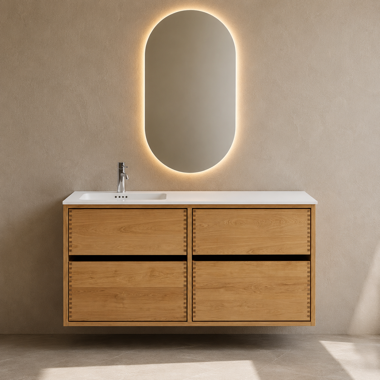 Vaskeskab i massiv eg – Aero | Oak Elements