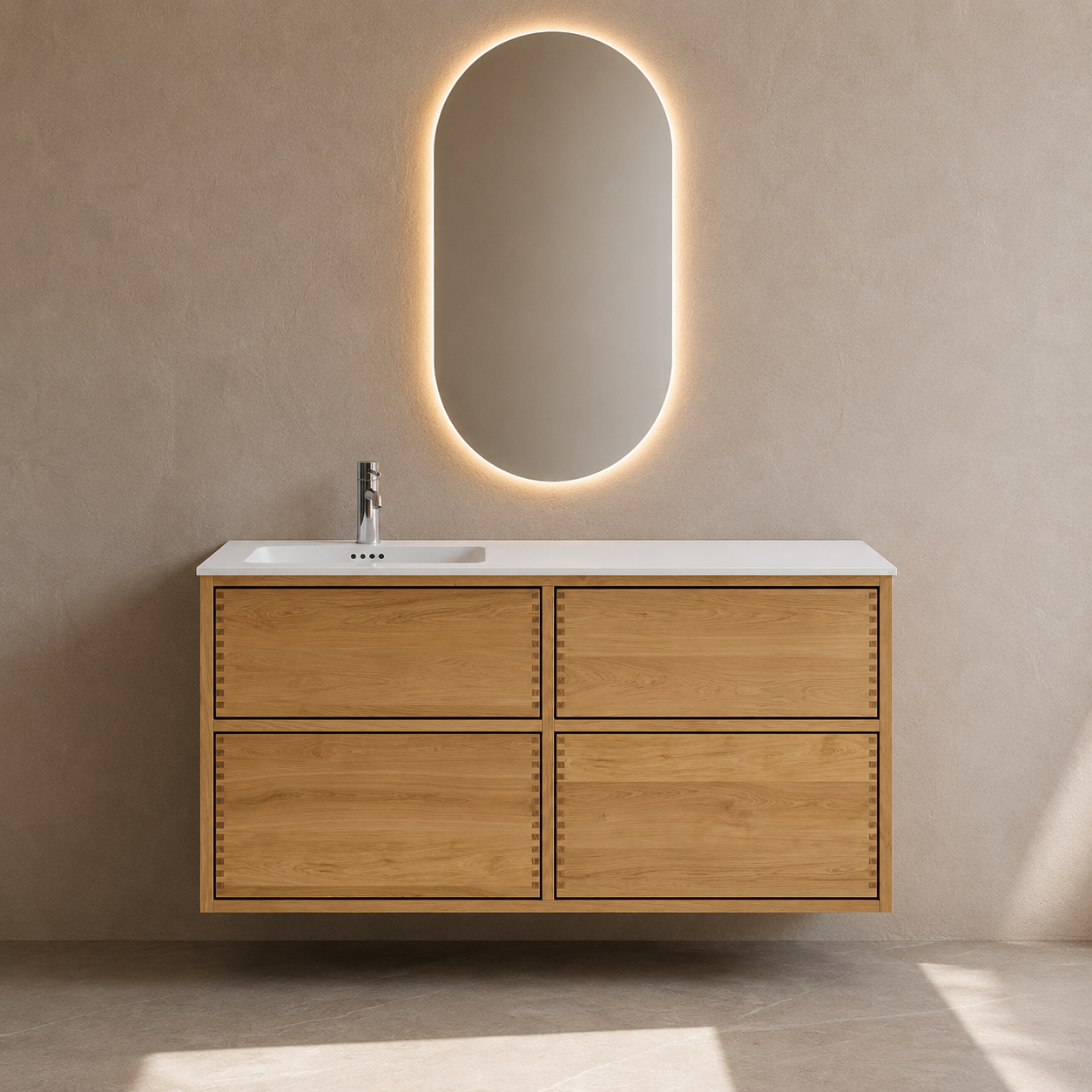 Vaskeskab i massiv eg – Linea | Oak Elements