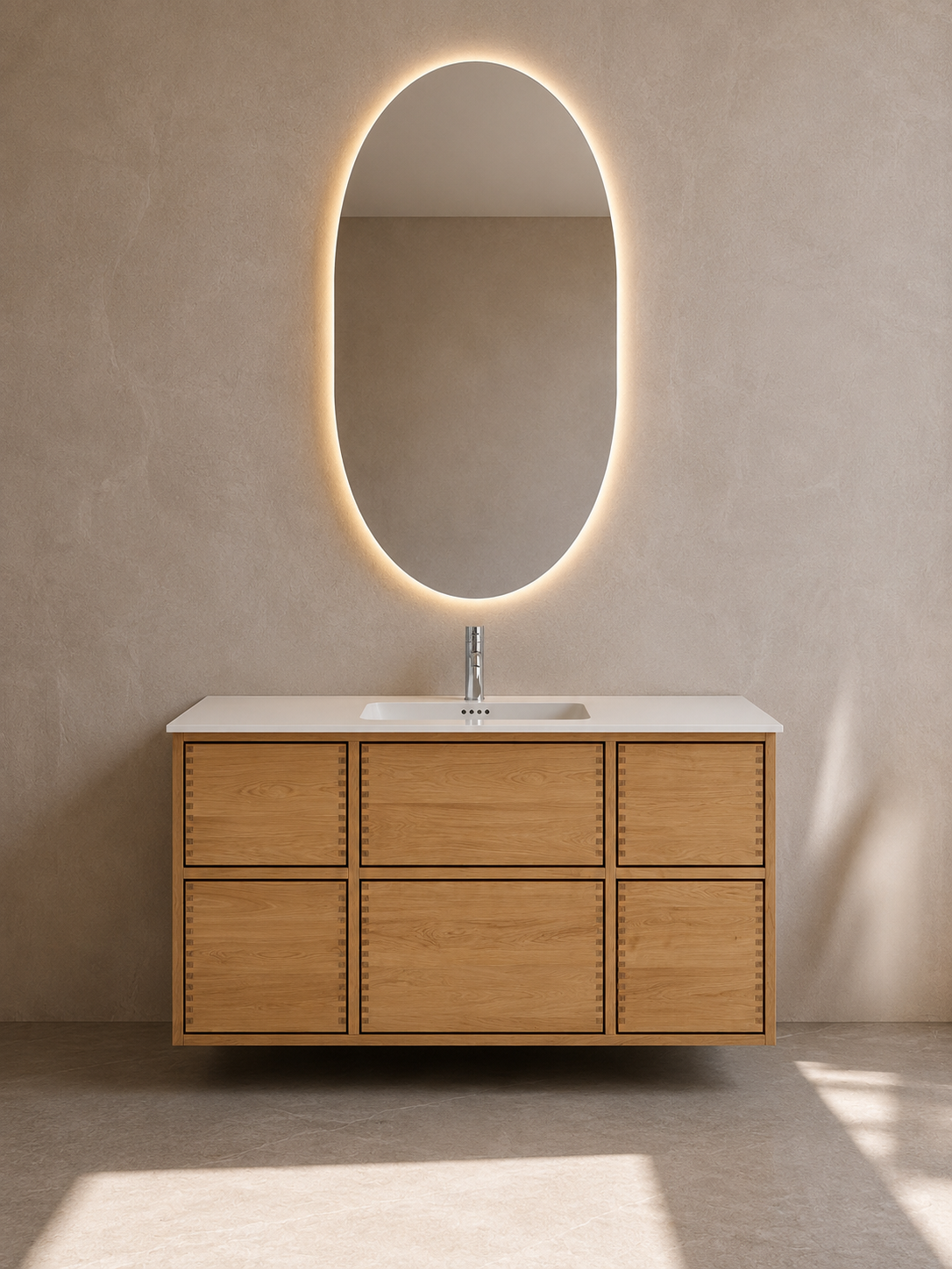 Vaskeskab i massiv eg – Linea | Oak Elements