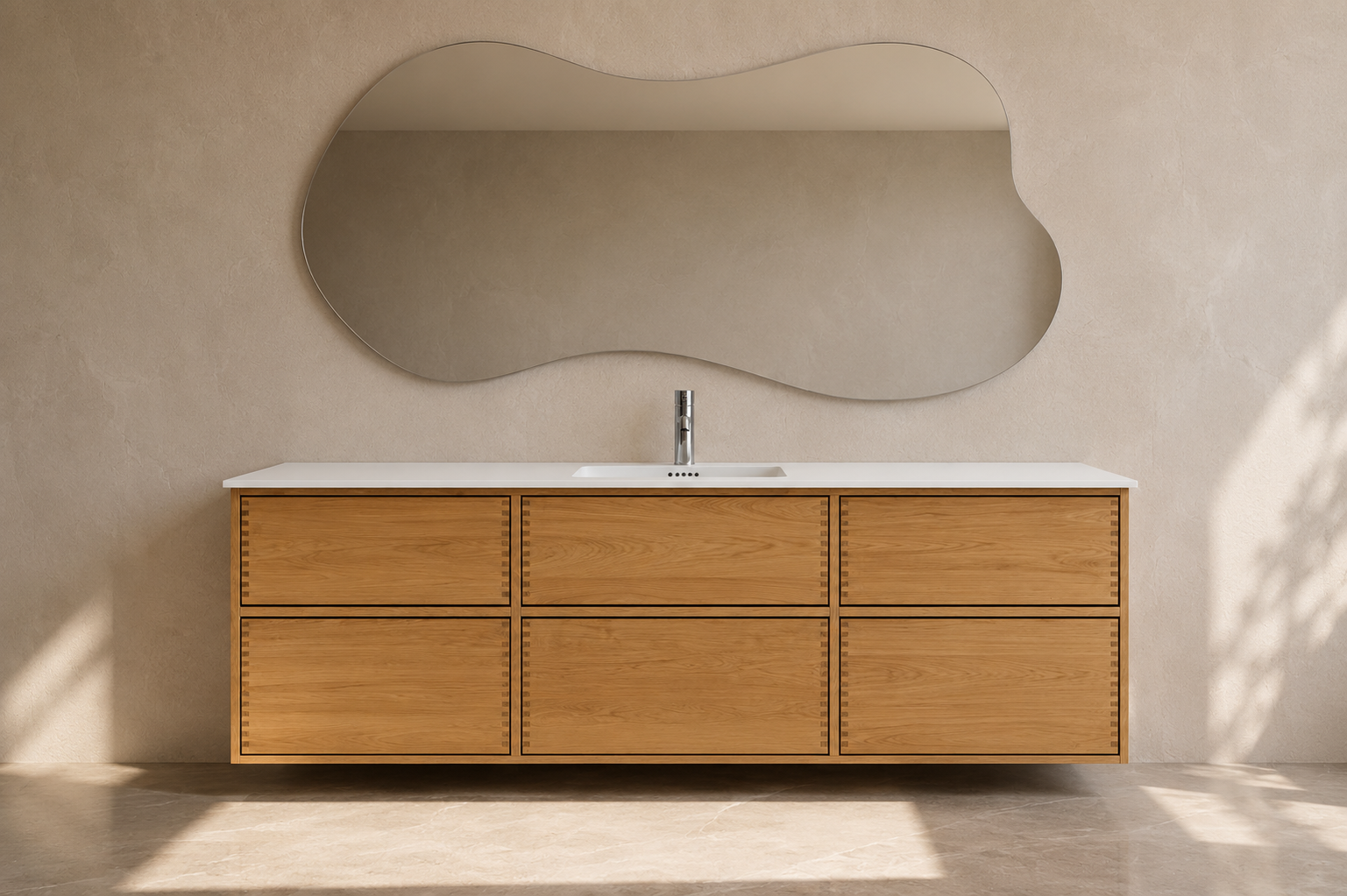 Vaskeskab i massiv eg – Linea | Oak Elements