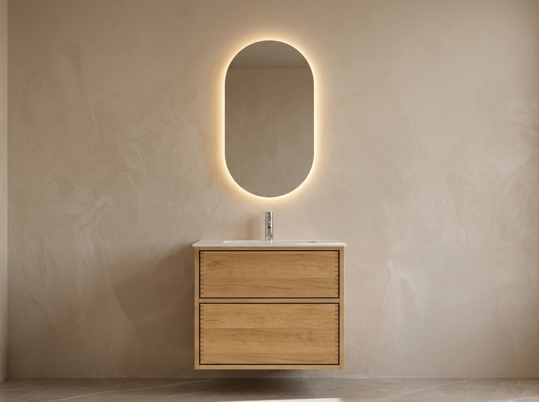 Vaskeskab i massiv eg – Linea | Oak Elements